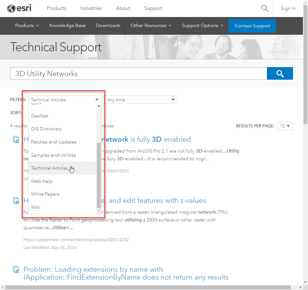 Content Type Filter on Support.Esri.Com